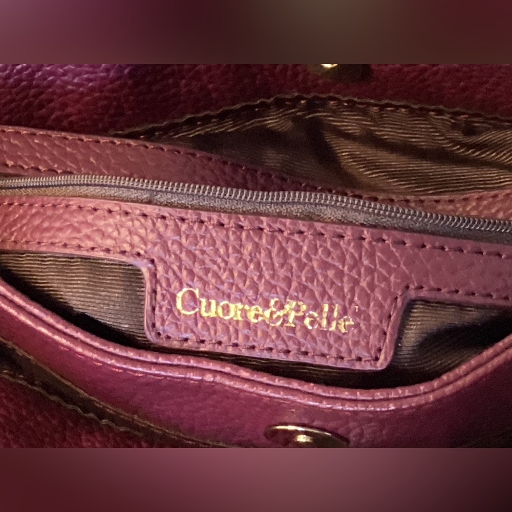 Cuore & Pelle Elegant Burgundy Leather Satchel Handbag - Picture 8 of 11